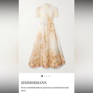 Zimmermann Cream Floral Midi Dress